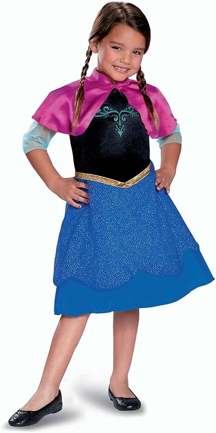 DISGUISE  Disney Official Frozen Travelling Anna Traje padrão infantil, vestido de princesa para meninas