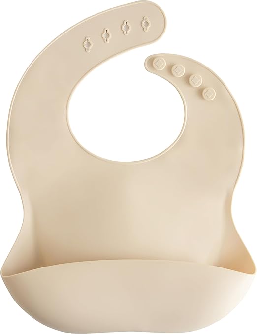 Mushie Babador de Silicone Baby | Babadores Impermeáveis com Ajuste Perfeito | Babadores Fáceis de Limpar para Alimentação do Bebê | 4 Tamanhos Ajustáveis com Bolsos Frontais Fundos | 100% Livre de BPA e Ftalatos