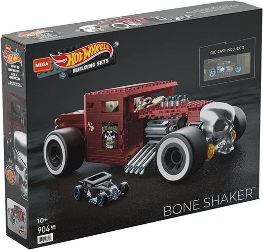 MEGA Hot Wheels Veículo Brinquedo de Montar Colecionável para Adultos, Escala 1:18 Bone Shaker com Modelo em Metal Fundido para Fãs e Colecionadores, HBD50