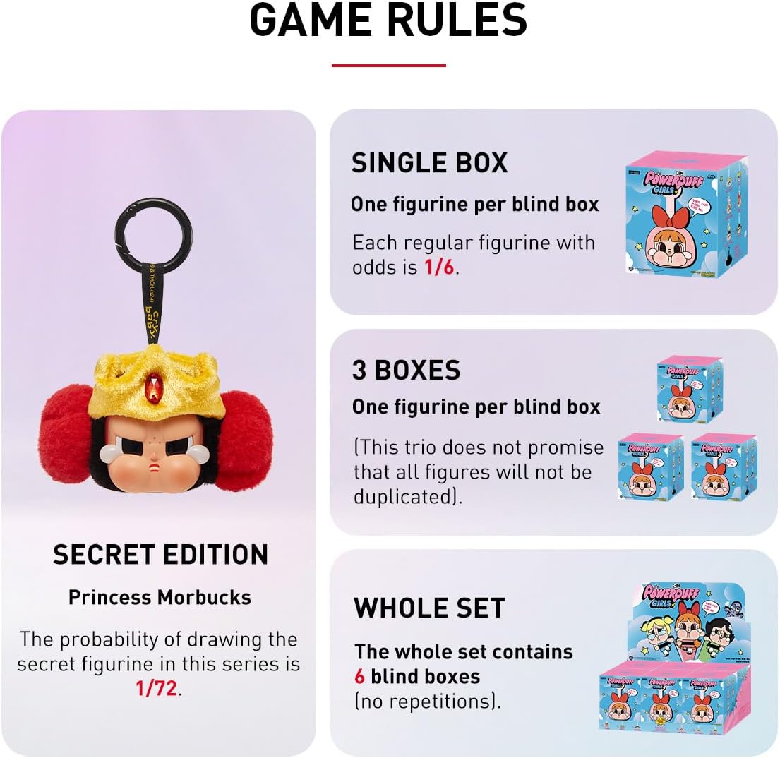 POP MART CRYBABY × Série Meninas Superpoderosas - Conjunto completo de pelúcia de vinil com rosto de 2,5 polegadas, boneco de ação, brinquedo artístico, personagem articulado, colecionável favorito dos fãs