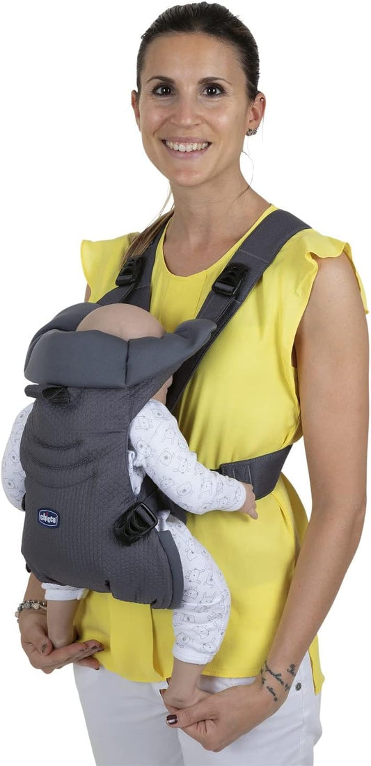 Mochila Porta Bebé Chicco Easyfit, Gris Luna | Nacimiento: 9 kg, portabebés cómodo, totalmente ajustable, orientado hacia adelante y hacia atrás