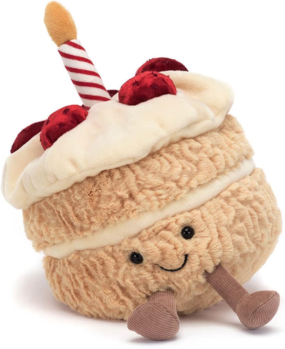 Jellycat Bolo de aniversário divertido, decoração de pelúcia colecionável
