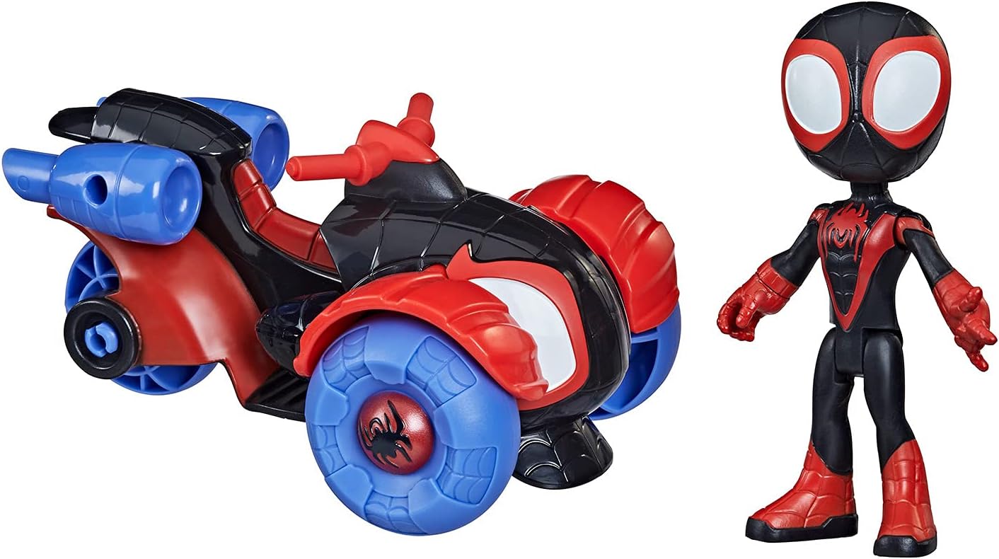 Homem-Aranha e seus amigos incríveis Hasbro Marvel Miles Morales: Figura de ação do Homem-Aranha e veículo Techno-Racer, para crianças a partir de 3 anos, multicolorido, (F1941)