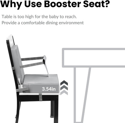 PandaEar Cadeira elevatória infantil para mesa de jantar, cadeira alta portátil, cadeira elevatória de mesa para crianças, almofada elevatória de viagem com encosto e cinto de segurança ajustável para crianças.