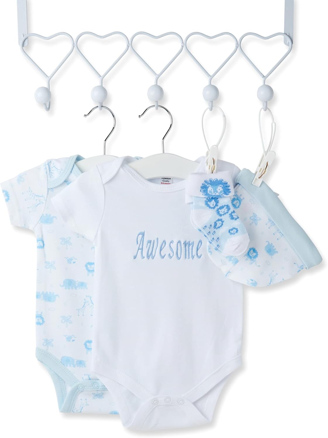 Ellabellaboo Loja Baby Box - Conjunto de presentes personalizados para bebês meninos Cesta para recém-nascidos - Presentes personalizados exclusivos, cesta para bebês com itens essenciais Ideia de presente neutra e para revelação do gênero