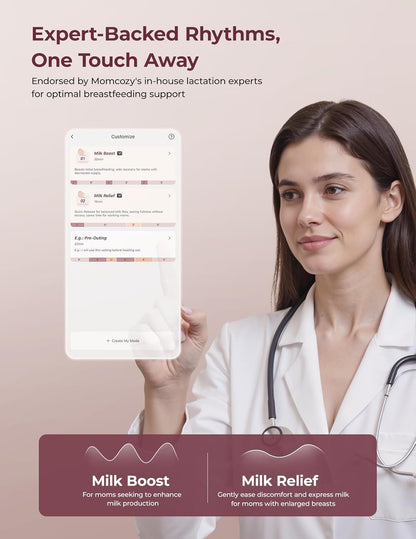 Momcozy Bomba de amamentação mãos livres Mobile Flow | Versão M9 atualizada, controle elétrico e por aplicativo, múltiplos modos personalizados e 15 níveis, bomba de amamentação portátil, 24 mm (vermelho aconchegante, pacote com 2 unidades)