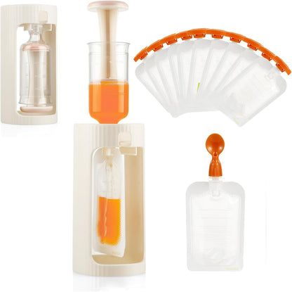 PandaEar Estação de aperto para armazenamento de papinhas em sachê, máquina de encher sachês com 10 unidades, estação de enchimento para bebês e crianças pequenas.