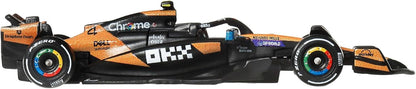 Hot Wheels Carro de corrida Premium da equipe McLaren Mastercard de Fórmula 1 | Carrinho colecionável do Lando Norris com pneus "Real Riders" e carroceria e chassi totalmente em metal