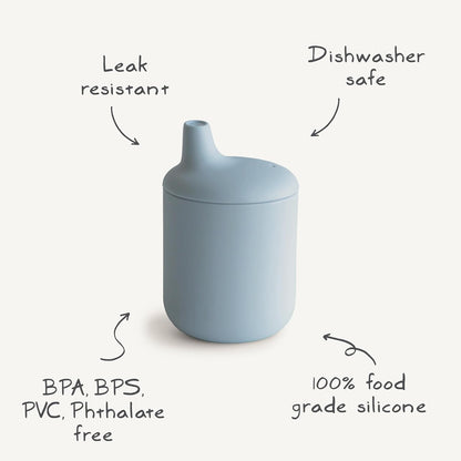 Mushie Copo de Silicone | Copo de Transição para Bebês a partir de 6 Meses | Capacidade: 175 mL | Tampa Removível | Material: Silicone de Grau Alimentício | Pode ser lavado na lava-louças e usado no micro-ondas (Natural)