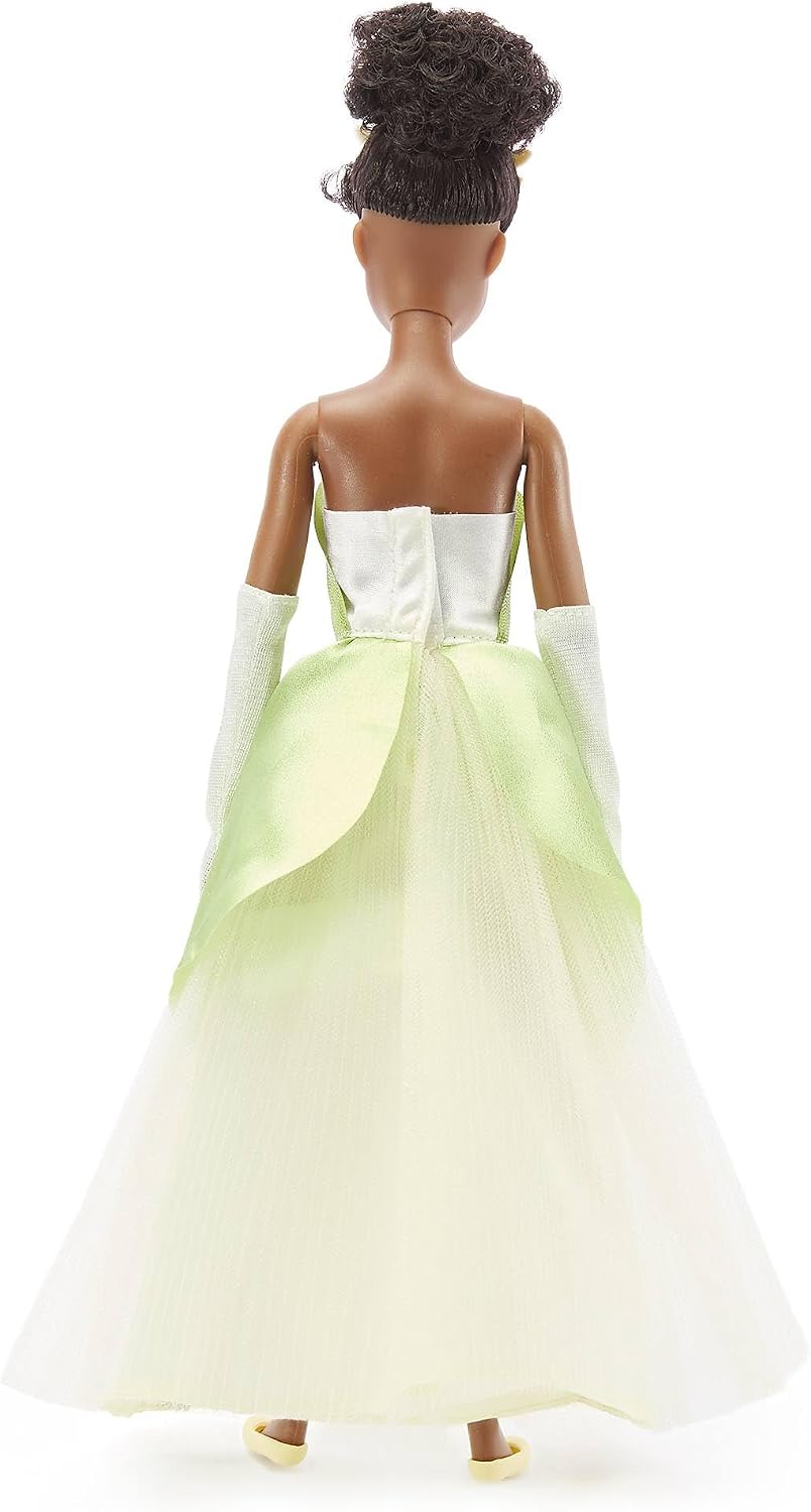 Disney Boneca Clássica Oficial da Tiana  para Crianças – A Princesa e o Sapo, 28 cm (11 pol.) – Boneca Totalmente Articulada com Vestido Icônico Inspirado em Lírio e Amigo da Personagem – Indicada para Maiores de 3 Anos
