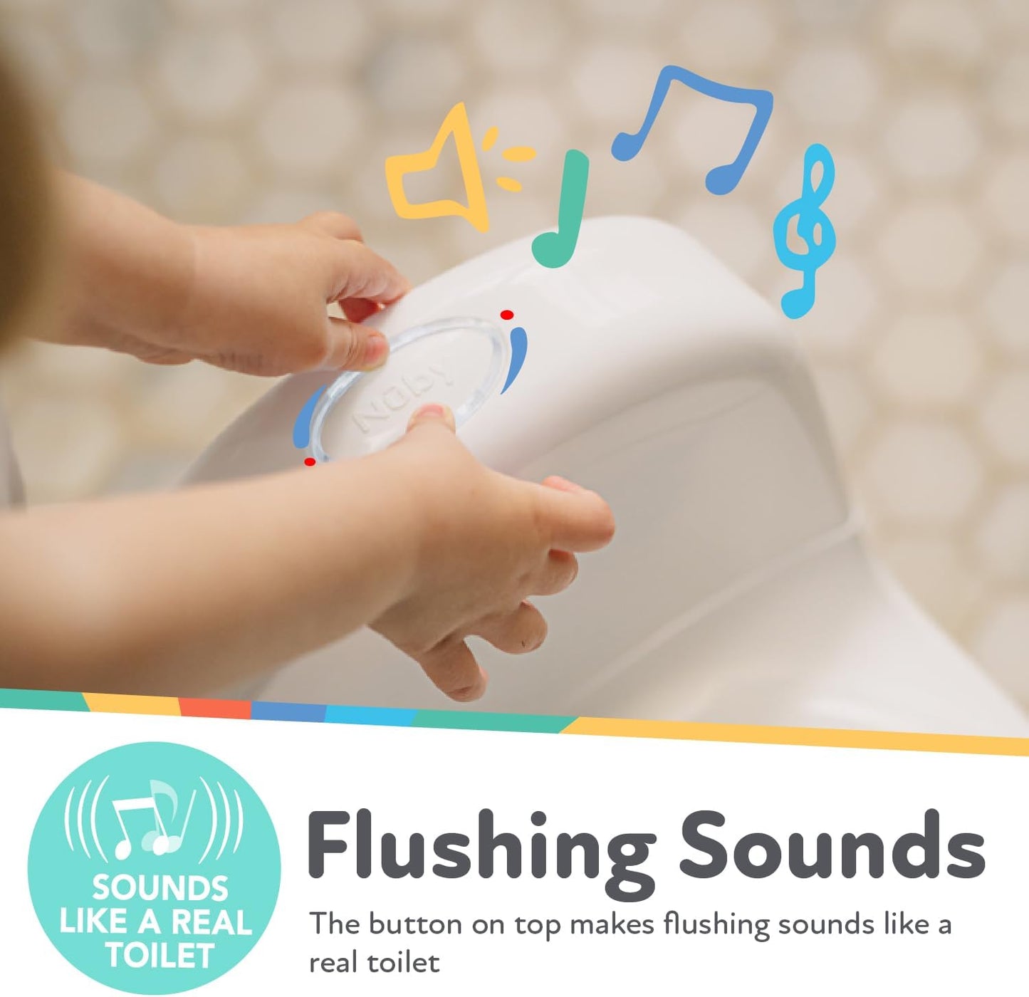 Nuby My Real Urinal Potty Training Toilet para meninos com botão de descarga realista e som para bebês e crianças, branco