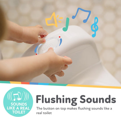 Nuby My Real Urinal Potty Training Toilet para meninos com botão de descarga realista e som para bebês e crianças, branco