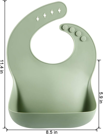 PandaEar Babadores de silicone para bebês e crianças pequenas (10 a 72 meses), impermeáveis, macios, unissex e que não fazem sujeira | Azul e Verde