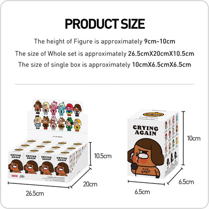 POP MART CRYBABY Crying Again Series Conjunto completo de bonecos de ação de 2,5 polegadas, brinquedo artístico chique, personagem articulado, design premium, presentes para mulheres, colecionáveis favoritos dos fãs