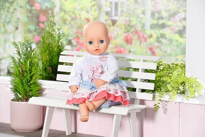Baby Annabell Conjunto com Saia - para bonecas Baby Annabell de 43cm - Inclui blusa bonita com saia em camadas e cabide - Adequado para crianças a partir de 3 anos, multicolorido