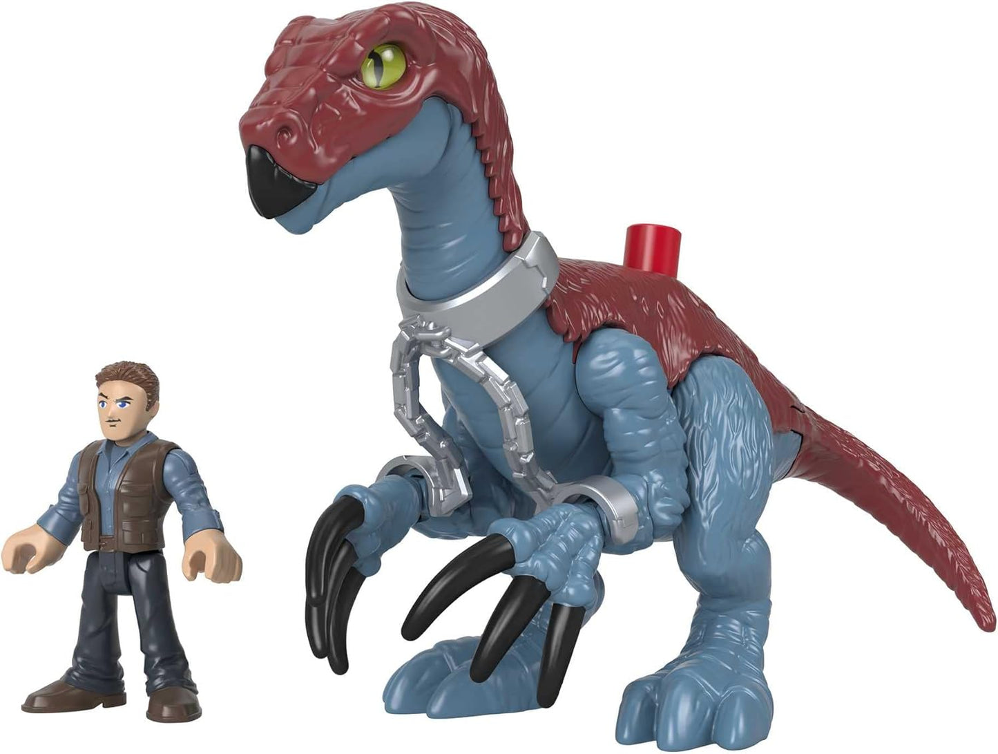 Fisher-Price Conjunto de 3 figuras articuladas Imaginext Jurassic World Dominion: Dinossauro Therizinosaurus e Owen Grady, para crianças em idade pré-escolar a partir de 3 anos.