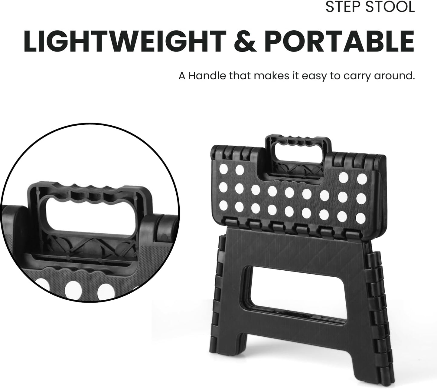 PandaEar Conjunto de 2 Banquinhos Dobráveis de 23 cm, Leves e Dobráveis, Banquinho Infantil para Cozinha, Banheiro, Casa e Quarto, Banquinho Resistente para Crianças, Preto