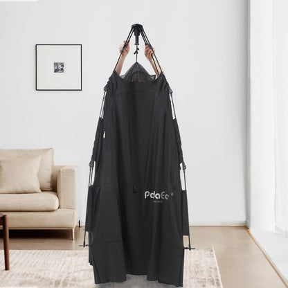 PandaEar Tenda portátil com bloqueio de luz para bebês e crianças pequenas, cobertura de privacidade para berços portáteis, mini berços, ninho de dormir dobrável para viagens e uso interno, bloqueia 95% da luz, preta.