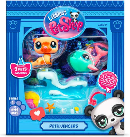 Littlest Pet Shop Petfluencer Shell-Fie Fun | Conjunto Petfluencer Contém 2 Mini Pets LPS de Geração, 4 Acessórios, 1 Cenário, 1 Cartão Colecionável e 1 Código Virtual | Brinquedos Colecionáveis para Meninas e Meninos