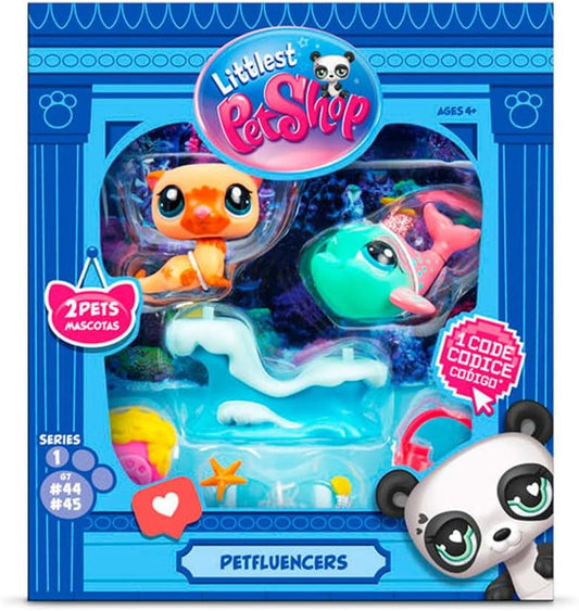 Littlest Pet Shop Petfluencer Shell-Fie Fun | Conjunto Petfluencer Contém 2 Mini Pets LPS de Geração, 4 Acessórios, 1 Cenário, 1 Cartão Colecionável e 1 Código Virtual | Brinquedos Colecionáveis para Meninas e Meninos