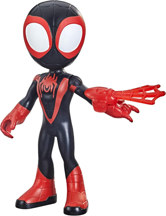 Figura de ação gigante do Miles Morales de 25 cm da Marvel Spider-Man e seus Amigos Incríveis, brinquedo colecionável grande e fácil de posicionar para crianças a partir de 3 anos.