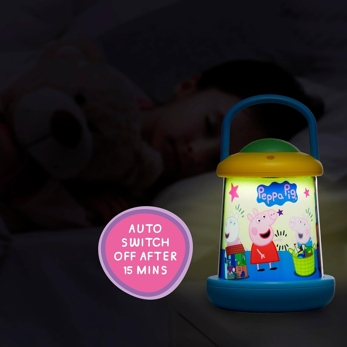 WOW! STUFF Light Revealers Peppa Pig Night Light - Lanterna com Cena Mágica 360° e Desligamento Automático - Luminária Portátil para Quarto Infantil com Alimentação USB ou Pilhas - Brinquedo Oficial da Peppa Pig