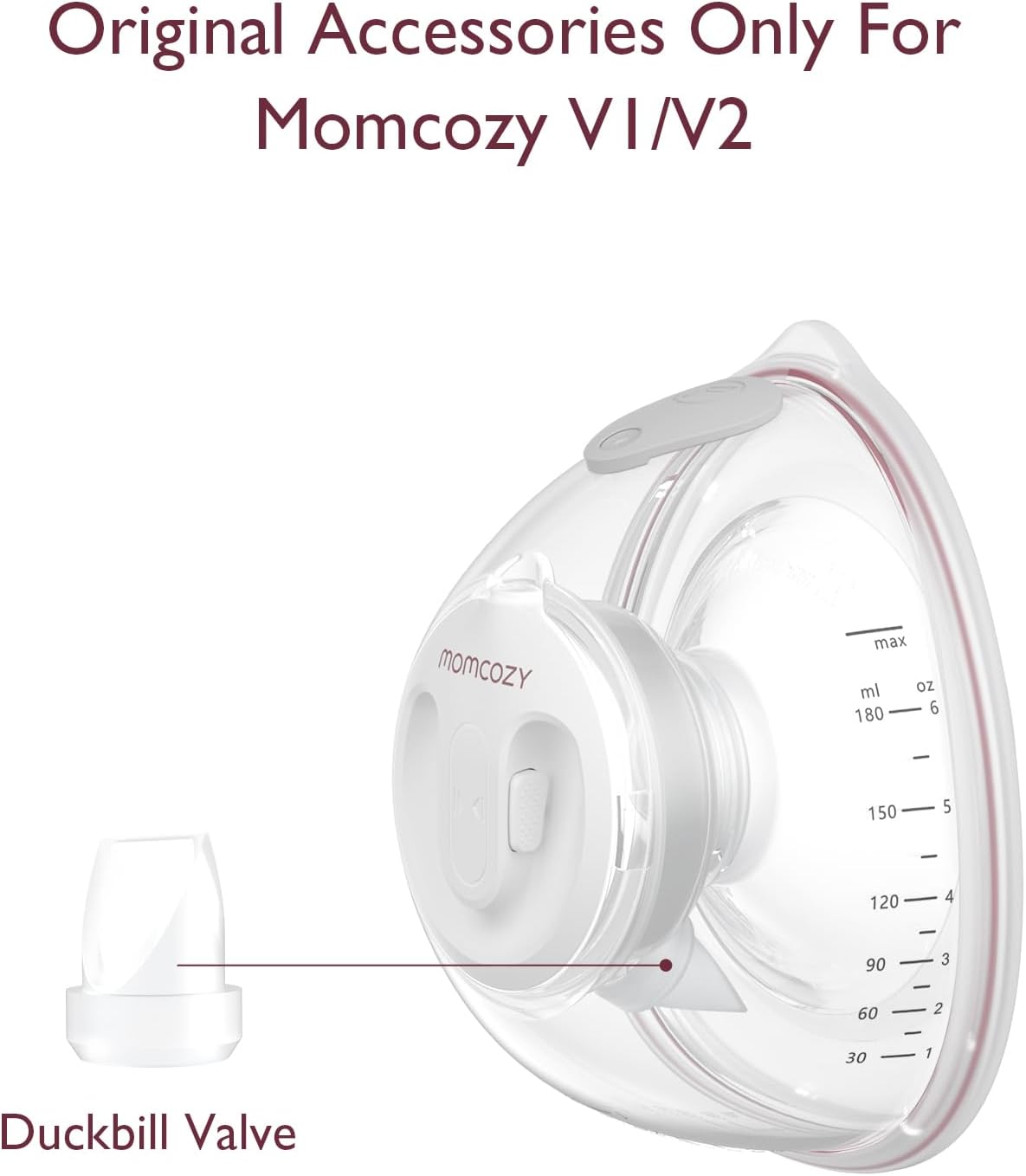 Momcozy Válvulas Duckbill somente para Momcozy V1/V2. Acessórios de substituição para bomba tira leite Momcozy V1/V2 original, pacote com 2
