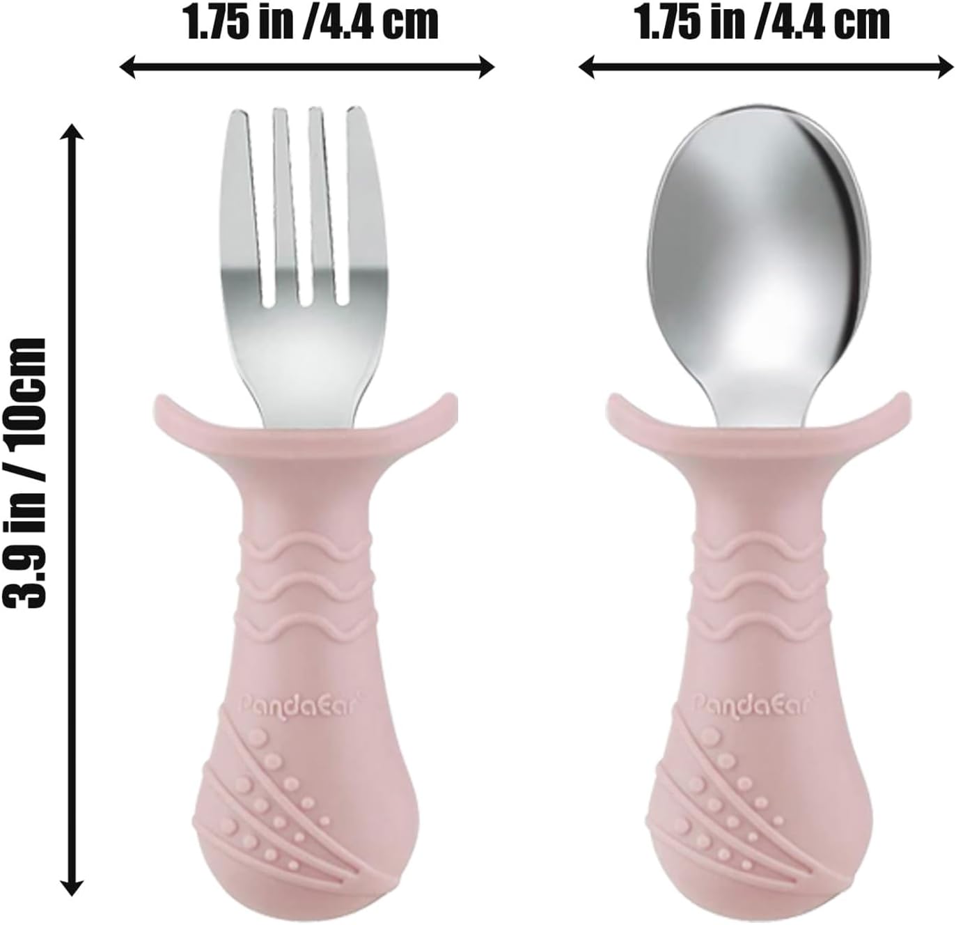 PandaEar Conjunto de alimentação infantil com 8 peças em aço inoxidável | 2 pratos divididos com ventosa, 2 copos de transição com canudo, 2 colheres e 2 garfos | Conjunto para introdução alimentar infantil livre de BPA