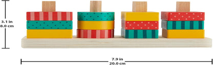 Fisher-Price Empilhador de formato de madeira para crianças, 13 peças de madeira para jogos de motor fino, crianças pré-escolares de 2 anos ou mais,