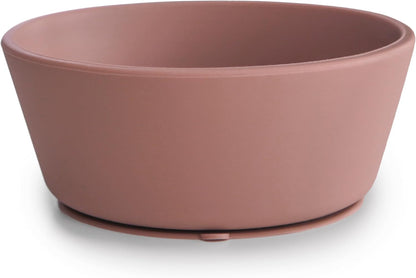 Mushie Tigela de silicone com ventosa, tigela antiderrapante com ventosa para bebês e crianças pequenas, material: silicone de qualidade alimentar, pode ser lavada na lava-louças e usada no micro-ondas (malva nublado)