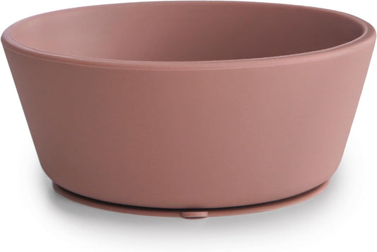 Mushie Tigela de silicone com ventosa, tigela antiderrapante com ventosa para bebês e crianças pequenas, material: silicone de qualidade alimentar, pode ser lavada na lava-louças e usada no micro-ondas (malva nublado)