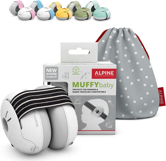 Alpine Muffy Protector auditivo para bebés y niños pequeños de hasta 36 meses - Orejeras reductoras de ruido - Cómodos auriculares para bebés contra daños auditivos y mejora el sueño - Negro