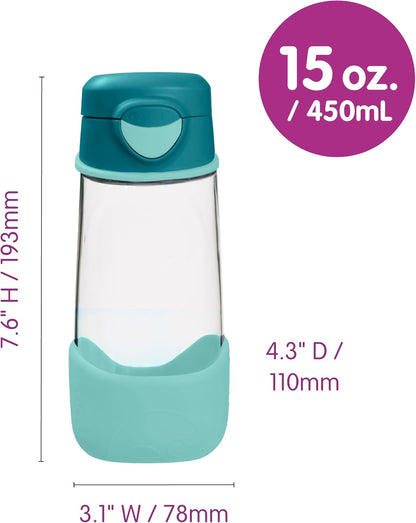 b.box Garrafa de água e bebidas Sport Spout | Garrafa com fácil aderência e tampa à prova de vazamentos | Design moderno e divertido para crianças, incline e beba | 450ml/15