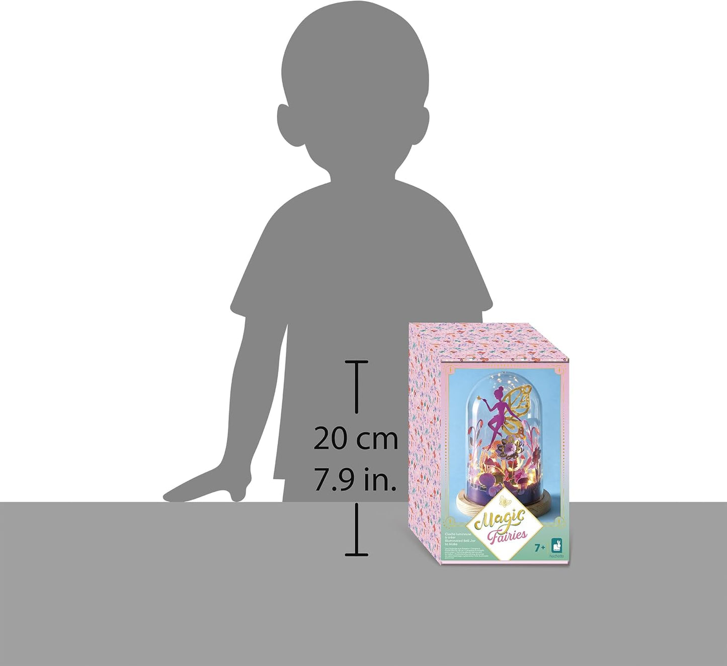 Janod - Sino luminoso para criar - Tema de fadas - Guirlanda luminosa com pilhas incluídas - Les Ateliers Déco - Kit de lazer criativo infantil - Habilidades motoras finas e concentração - A partir de 7 anos