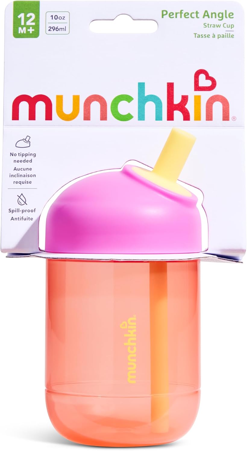 Munchkin Copo com Canudo Perfect Angle | 12m+ | 296 ml | Coral