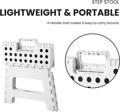 PandaEar Banquinho dobrável, 19 cm, leve e dobrável, ideal para crianças, perfeito para cozinha, banheiro, casa e quarto. Resistente e fácil de usar. Cor: Branco.