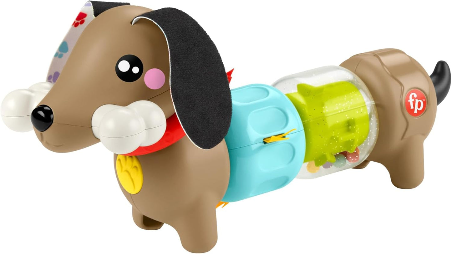 Brinquedo sensorial para bebês Fisher-Price FP Pets Click & Spin, cachorrinho com atividades de coordenação motora fina para bebês a partir de 6 meses, HTW91