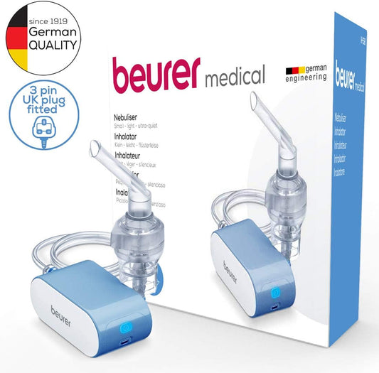 Nebulizador portátil Beurer IH60UK - Alivio de resfriados, asma y problemas respiratorios - Inhalador silencioso con tecnología de aire comprimido - Apto para adultos y niños - Con práctica bolsa de almacenamiento