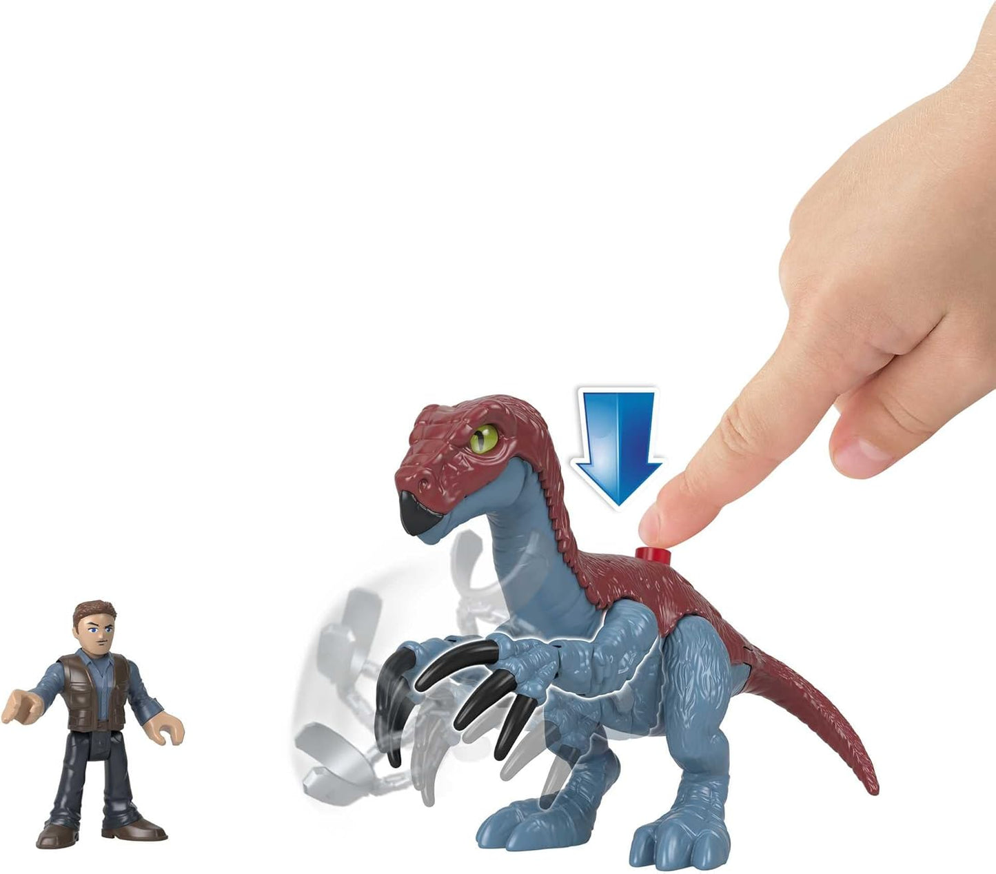Fisher-Price Conjunto de 3 figuras articuladas Imaginext Jurassic World Dominion: Dinossauro Therizinosaurus e Owen Grady, para crianças em idade pré-escolar a partir de 3 anos.