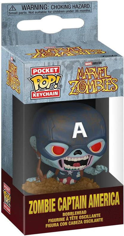Funko POP! Chaveiro Marvel Zombies S4 – Chaveiro de Capitão América Zumbi - Mini Figura Colecionável - Presente de Natal - Ideia para Presente - Produtos Oficiais - Fãs de Quadrinhos - Decoração de Mochila