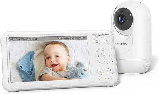 Momcozy Video Baby Monitor, 1080P 5" HD Baby Monitor com câmera e áudio, visão noturna infravermelha, bateria de 5000mAh, áudio bidirecional, sensor de temperatura de visão ampla, canções de ninar e alcance de 960 pés