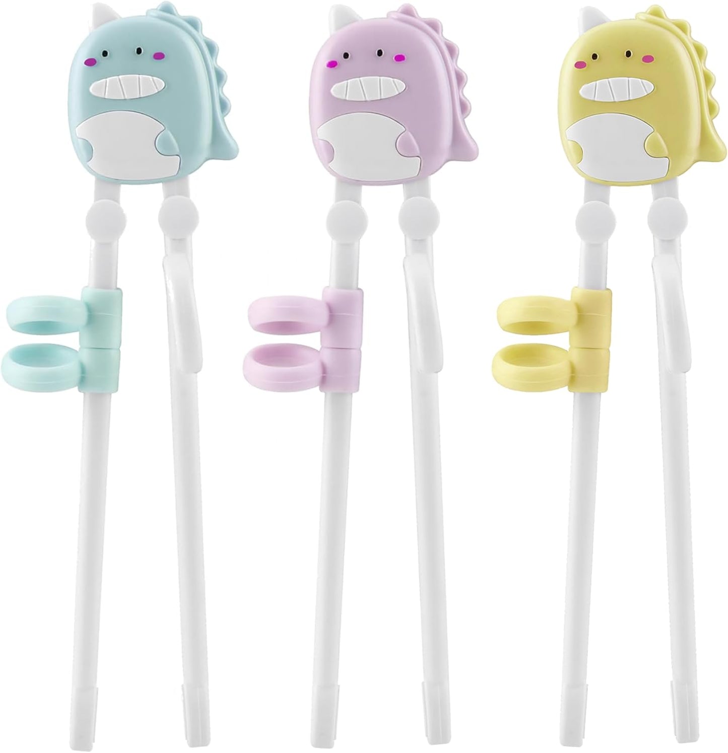 PandaEar Conjunto de 3 pares de hashis infantis com tema de dinossauro para crianças em fase de aprendizado e treinamento. Ideais para bebês e crianças pequenas.