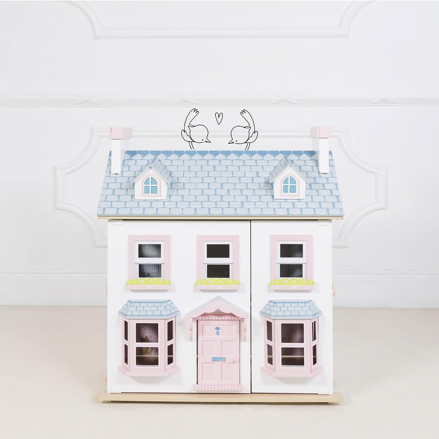 Le Toy Van- Casa de bonecas Mayberry Manor Grande casa de bonecas de madeira | Conjunto de jogos de casa de bonecas de madeira de 3 andares para meninas e meninos - adequado para maiores de 3 anos
