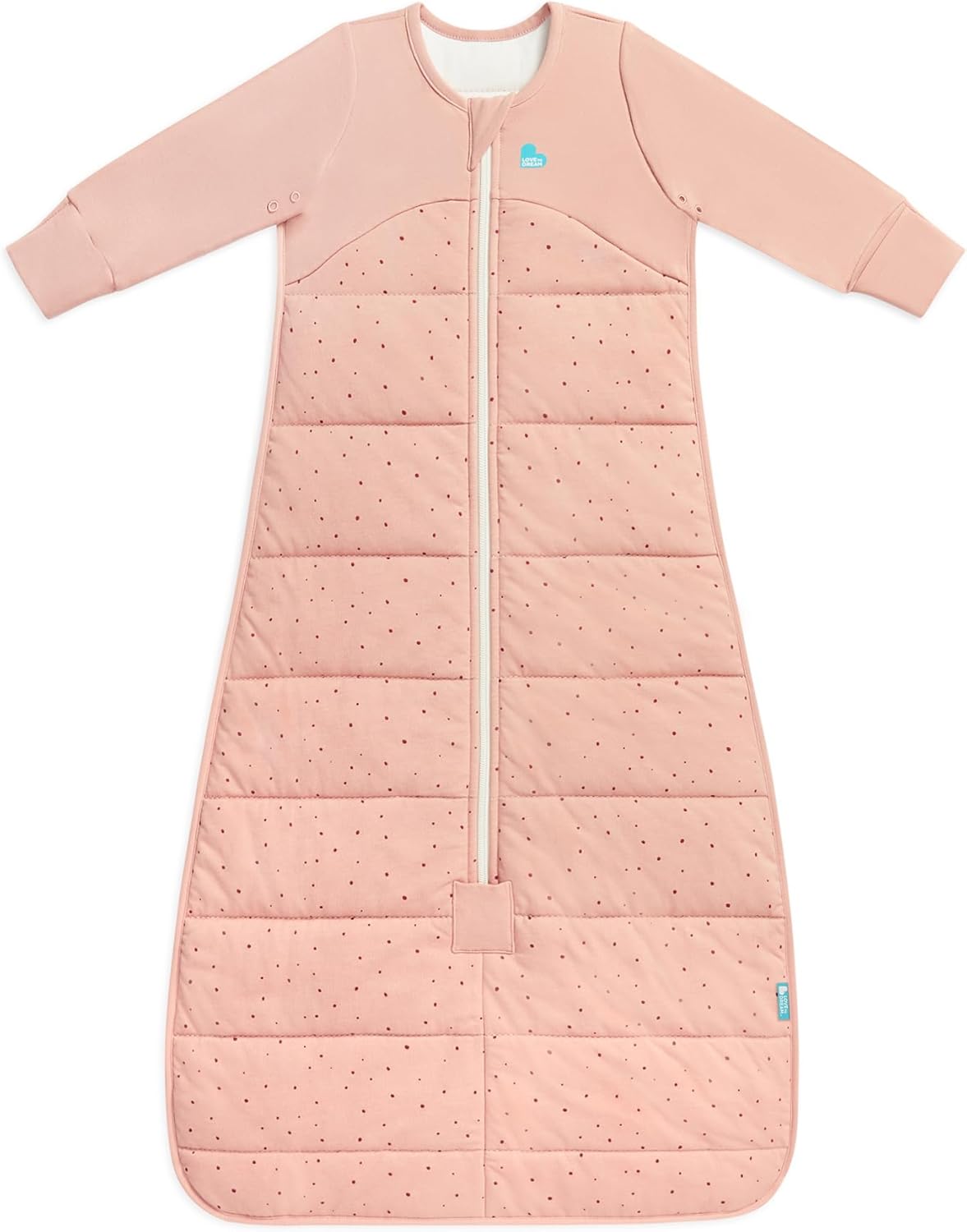 Love To Dream™ Saco de dormir, 6-18 meses - Rosa Pebbles | Manga comprida, leve, vestível e edredom | 2,5 Tog, ideal para inverno e outono (16–20 °C) | Algodão lavável à máquina e zíper duplo