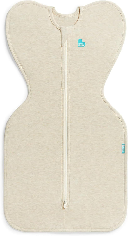 Love To Dream™ Swaddle UP™, Tamanho Pequeno (3,5–6 kg) – Aveia | Ajuste perfeito, promove uma rotina de sono saudável | 1.0 Tog, ideal para primavera e verão (20–24 °C) | Algodão lavável à máquina com zíper duplo