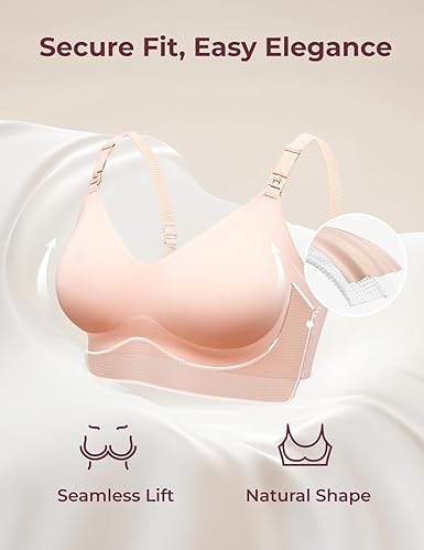 momcozy Sutiãs de enfermagem para amamentação, sutiã de maternidade sem costura ultra confortável YN21, formato natural, bralette de sono para gravidez