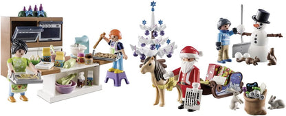 Playmobil  Calendário do Advento de Natal 71088: confeitaria de Natal, inclui padaria de brinquedos e cortadores de biscoitos, brinquedos de Natal para crianças a partir de 4 anos