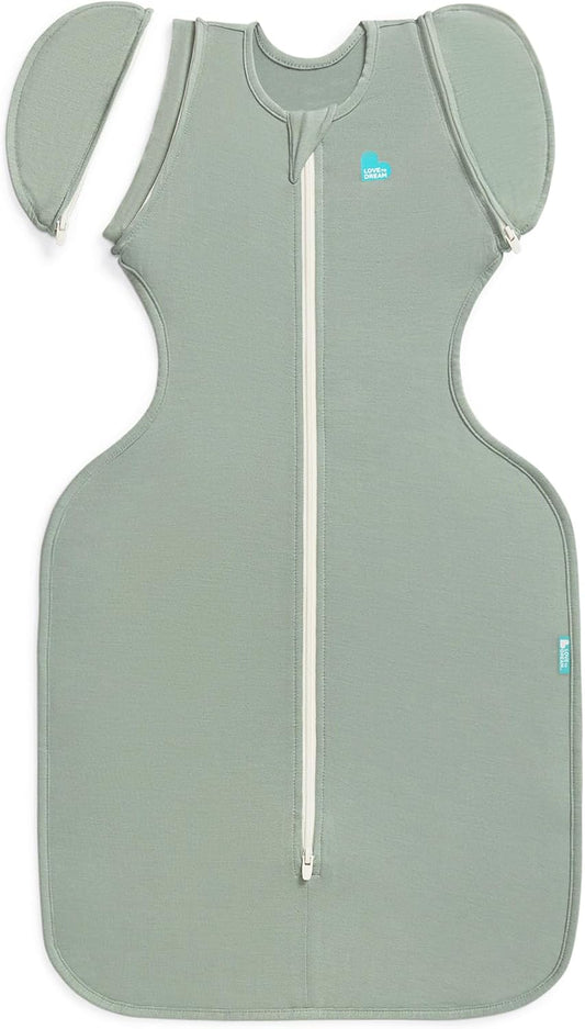 Love To Dream™ Saco de Transição Swaddle UP™, Extra Grande (11–14 kg) – Verde Oliva Escuro | Ajuste Perfeito com Abas Removíveis | 1.0 Tog | Ideal para Primavera e Verão (20–24°C) | Algodão Lavável à Máquina e Zíper Duplo