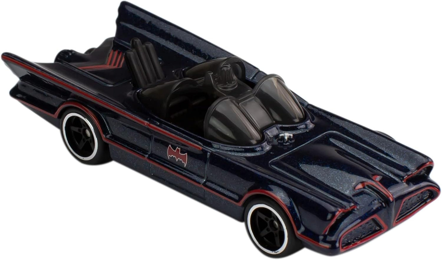 Hot Wheels Pacote Batman, 5 Batmóveis favoritos dos fãs, escala 1:64, veículos de brinquedo, embalagem especial, para brincar ou exibir, para fãs e colecionadores do Batman.