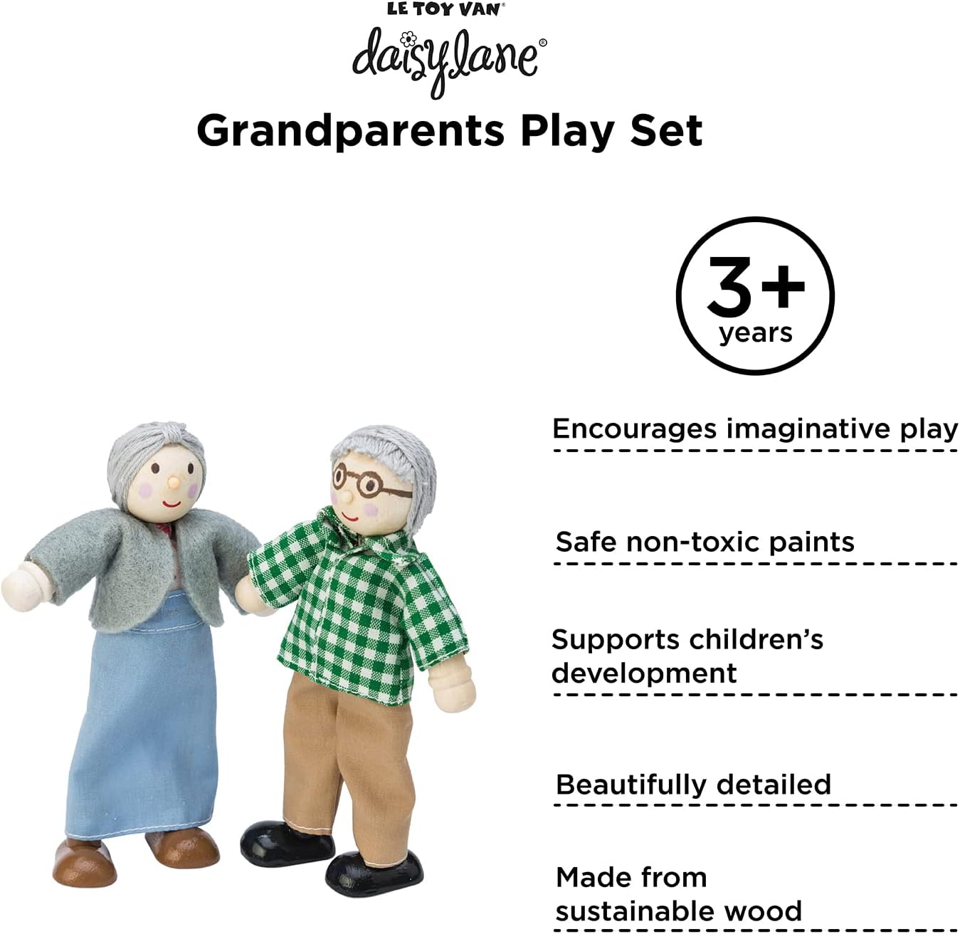 Le Toy Van - Conjunto de jogos de avós de madeira para casas de bonecas | Conjuntos de acessórios para casa de bonecas Daisylane - adequados para maiores de 3 anos